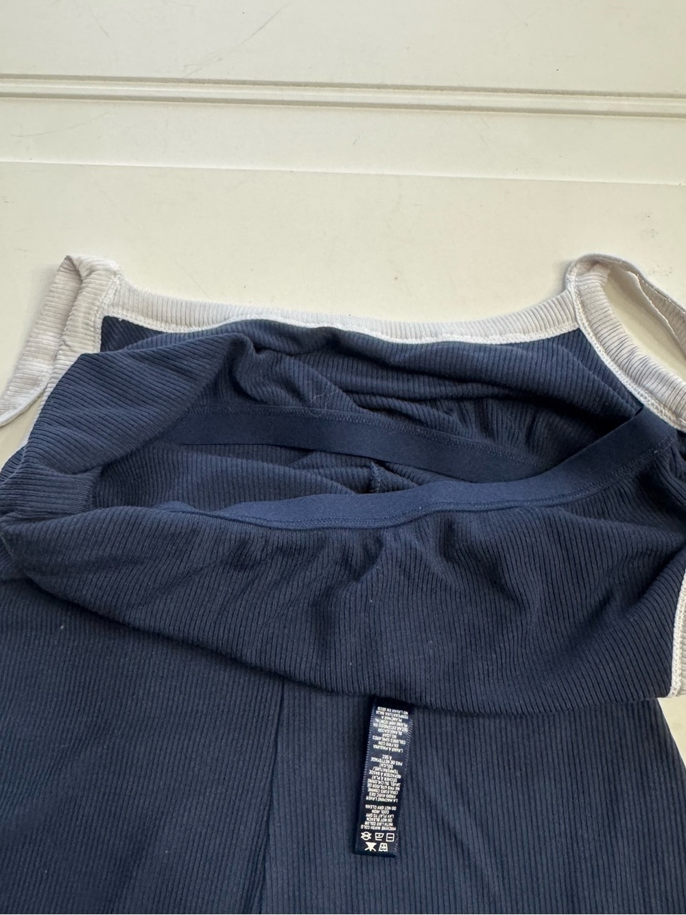Skims Women’s Sz S Blue White Trim Ribbed Romper Bodysuit - Picture 6 of 6